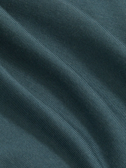 Merino Wool Long-Sleeve Polo Shirt in Orion Blue Men | Reiss