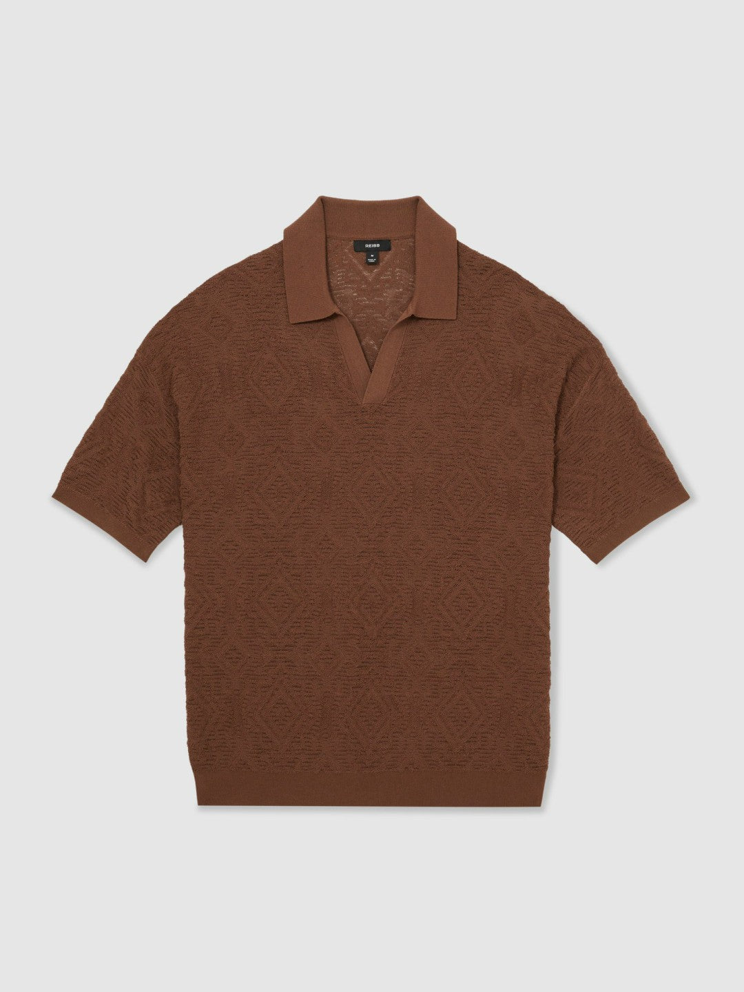 Jacquard Loop-Stitch Polo Shirt in Tobacco Men | Reiss