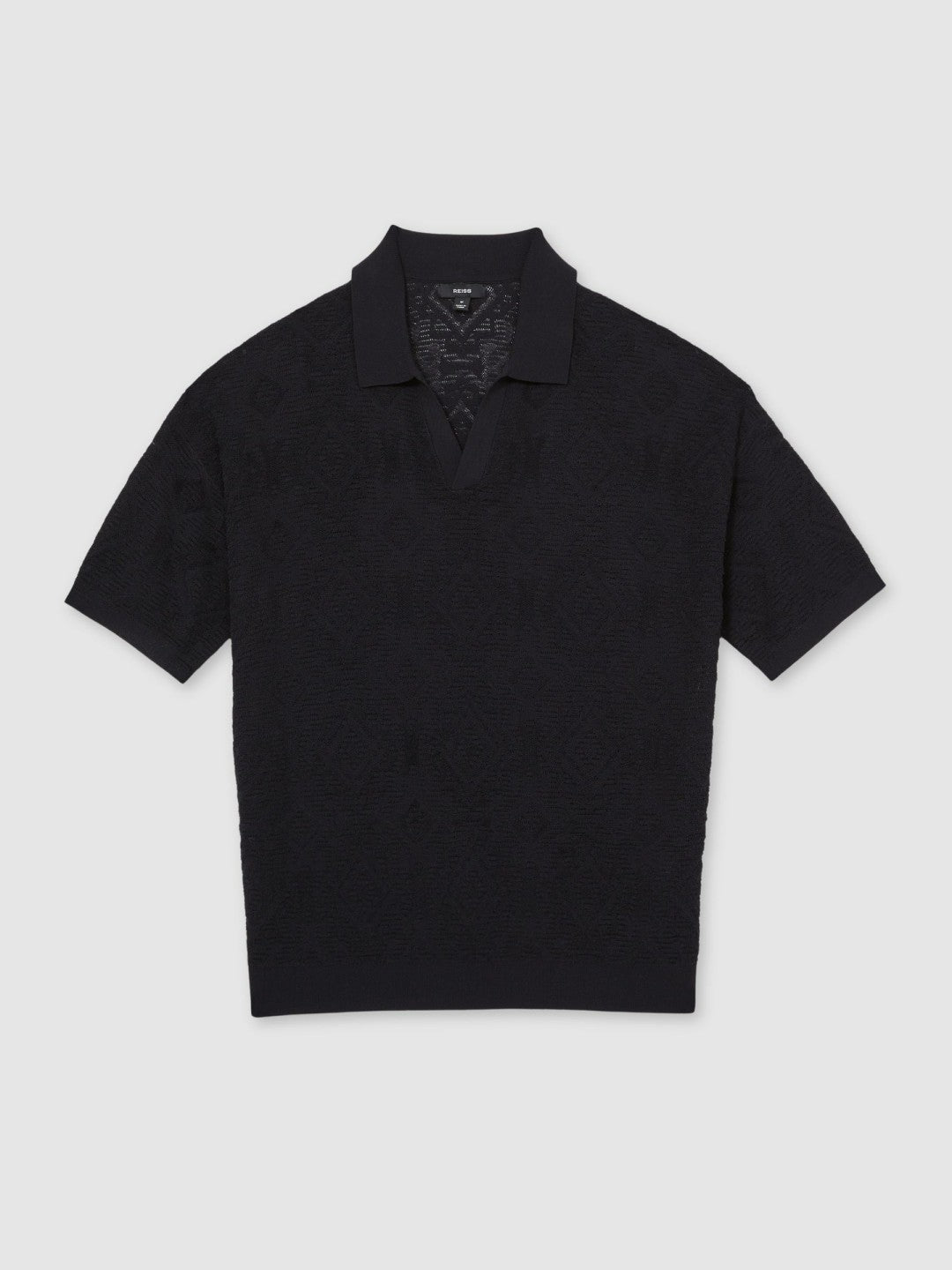 Jacquard Loop-Stitch Polo Shirt in Navy Men | Reiss