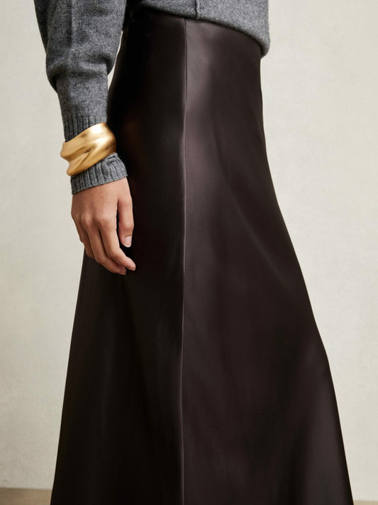 Silk Slip Maxi Skirt in Mauve Women | Reiss