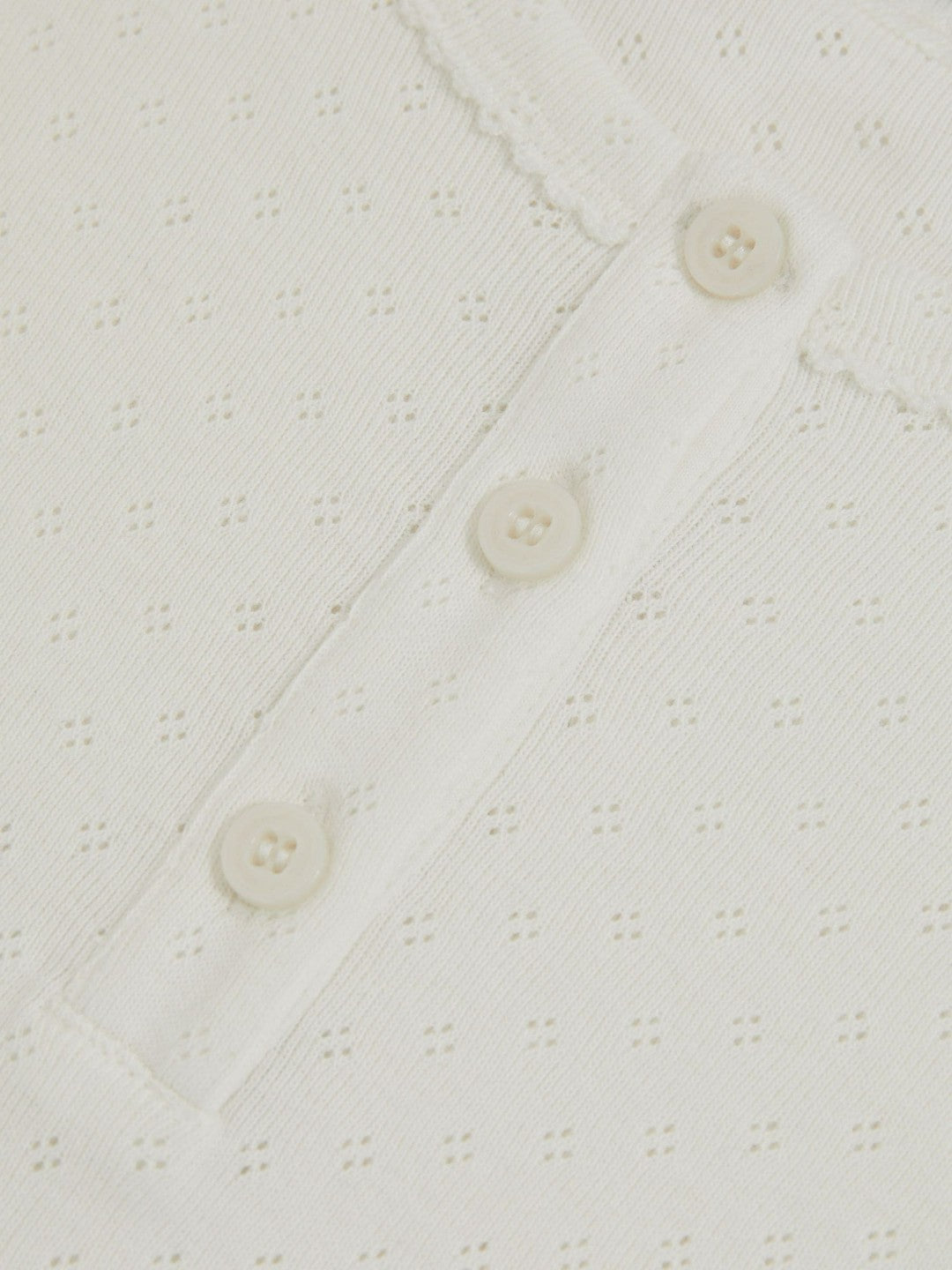 3-9 yrs Cotton Pointelle Button T-Shirt in Ivory Children & Baby | Reiss