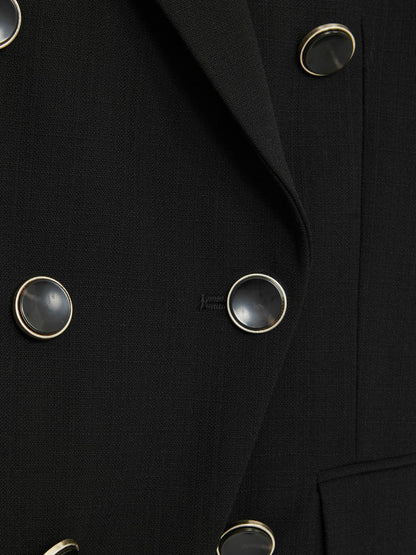 Wool-Blend Double-Breasted Blazer in Black Women | Reiss