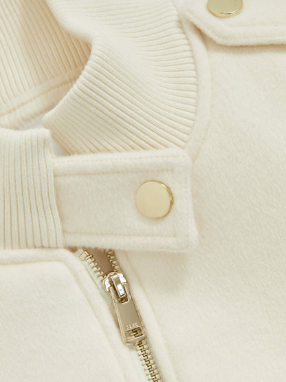 Brushed Wool Epaulette Bomber Jacket in Cream Women | Reiss