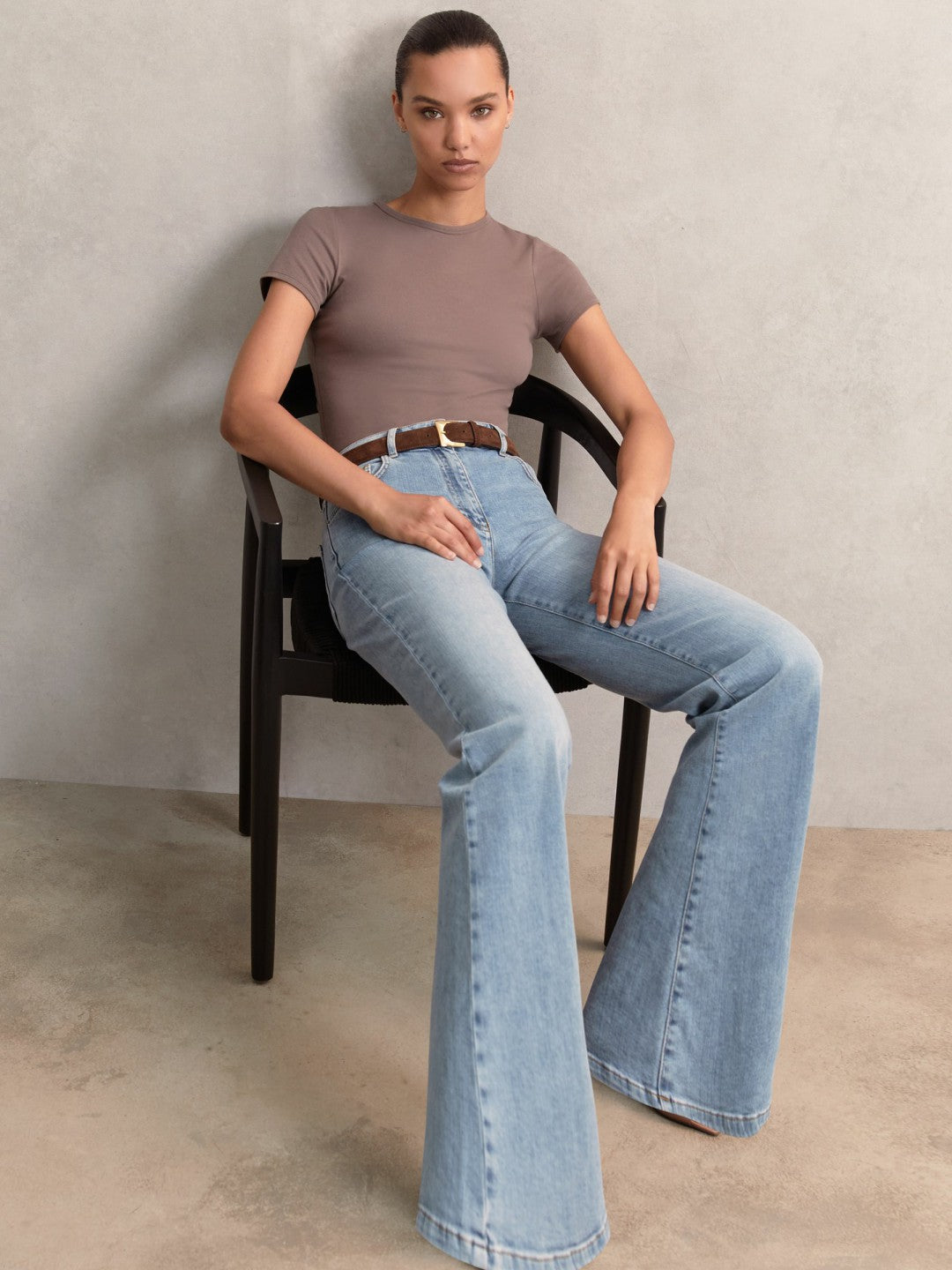 Petite Mid-Rise Flared Jeans in Light Blue Women | Reiss