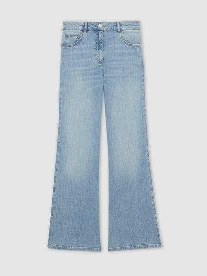 Petite Mid-Rise Flared Jeans in Light Blue Women | Reiss