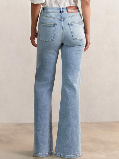 Petite Mid-Rise Flared Jeans in Light Blue Women | Reiss