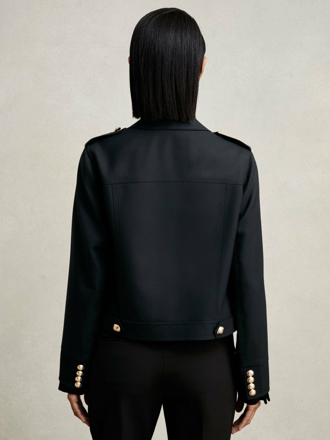 Wool Twin-Pocket Cropped Jacket in Black Women | Reiss