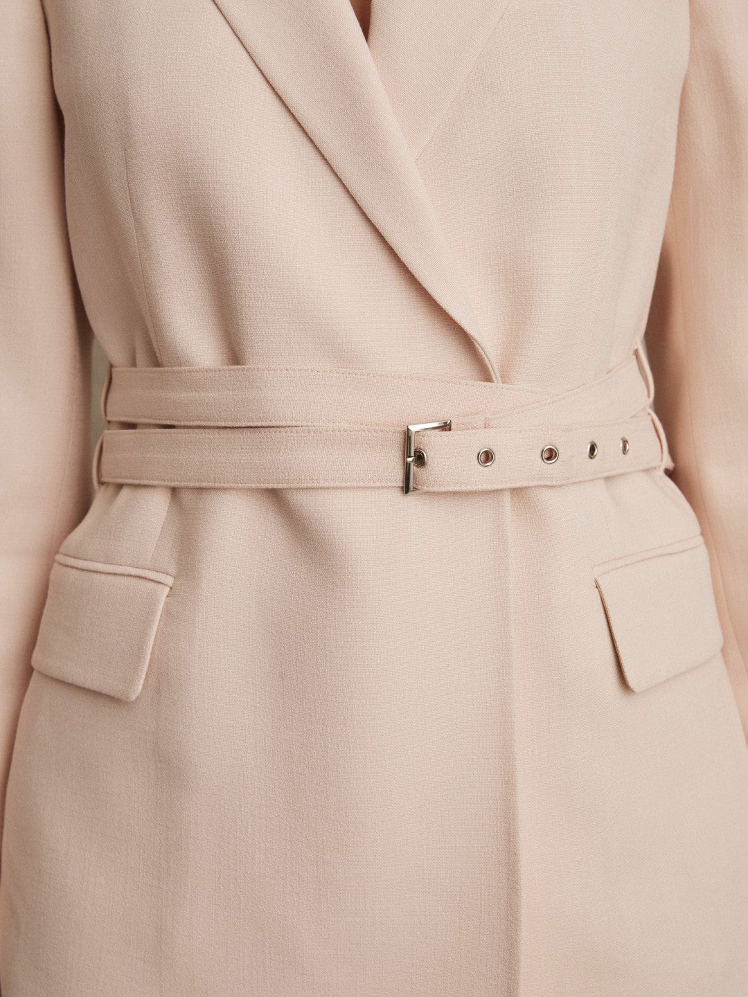 Single-Breasted Belted Suit Jacket in Pink Women | Reiss