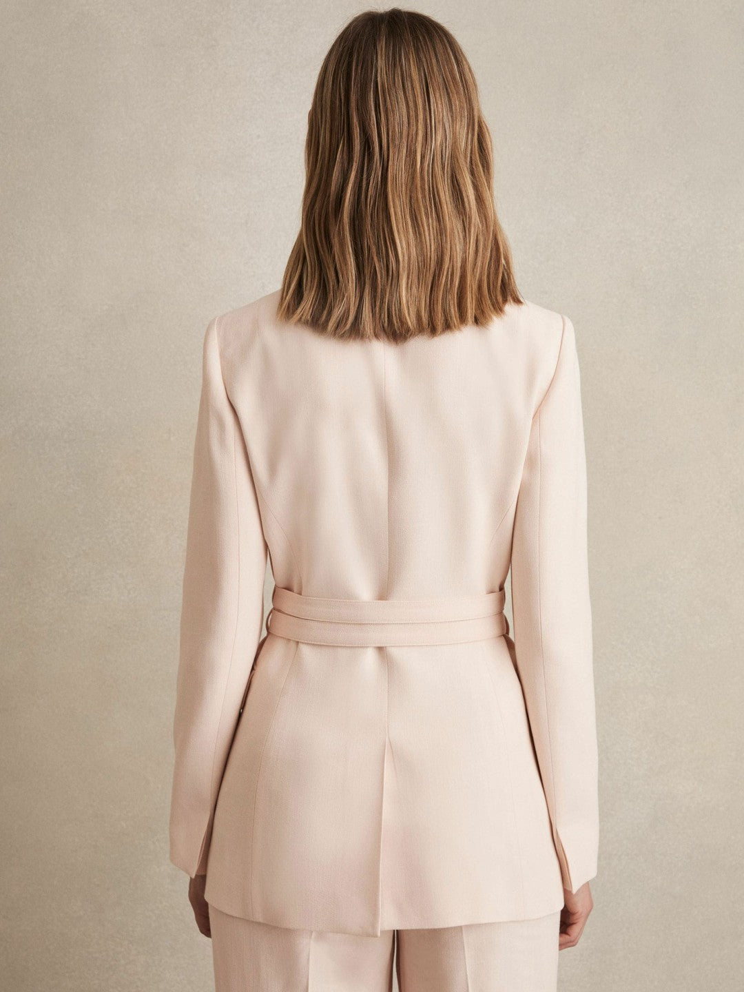 Single-Breasted Belted Suit Jacket in Pink Women | Reiss
