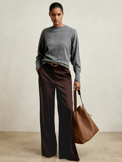Wool-Blend Reverse-Seam Batwing Jumper With Cashmere in Charcoal Women | Reiss