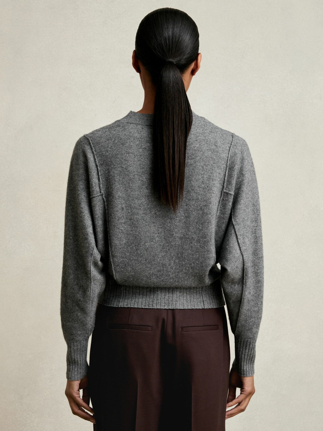 Wool-Blend Reverse-Seam Batwing Jumper With Cashmere in Charcoal Women | Reiss