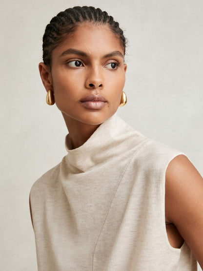 Wool Slouched Sleeveless Top in Stone Neutral Women | Reiss