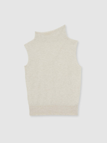 Wool Slouched Sleeveless Top in Stone Neutral Women | Reiss