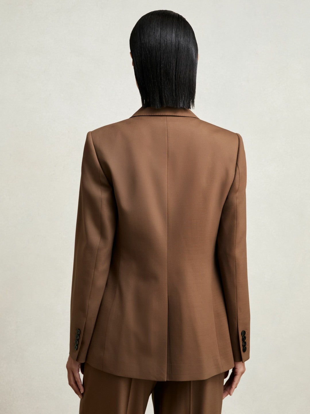 Wool-Blend Double-Breasted Suit Blazer in Tan Women | Reiss