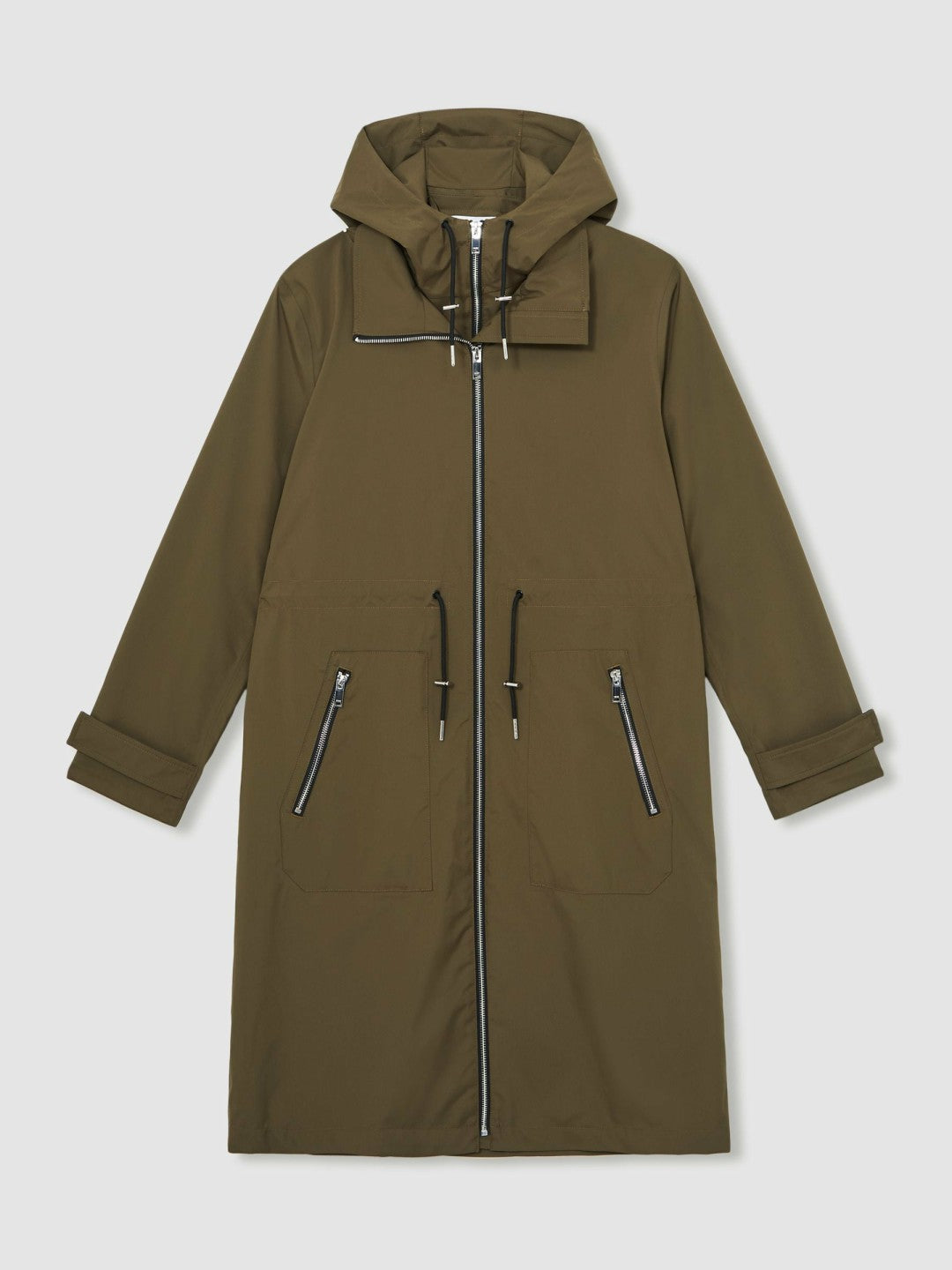 Removable-Hood Parka Rain Coat in Khaki Women | Reiss