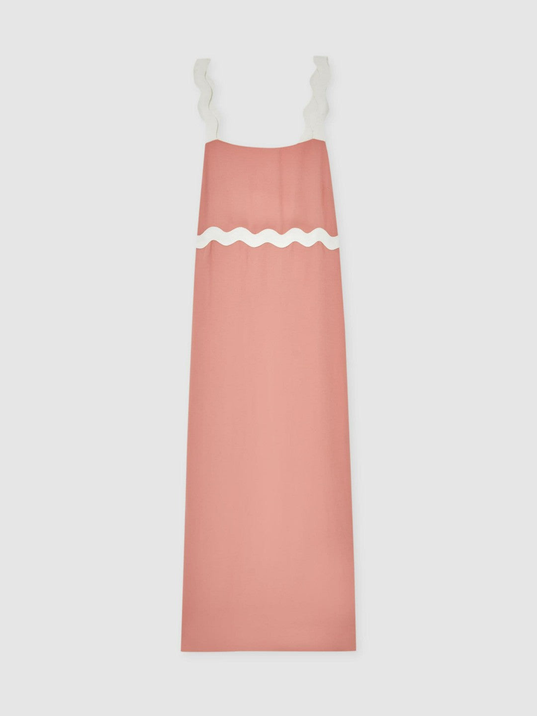 Wave-Trim Crepe Midi Dress in Pink Women | Reiss