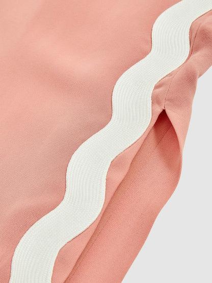 Wave-Trim Crepe Midi Dress in Pink Women | Reiss