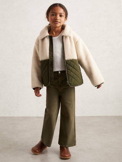 13-14 yrs Quilted Borg Jacket in Ecru Children & Baby | Reiss