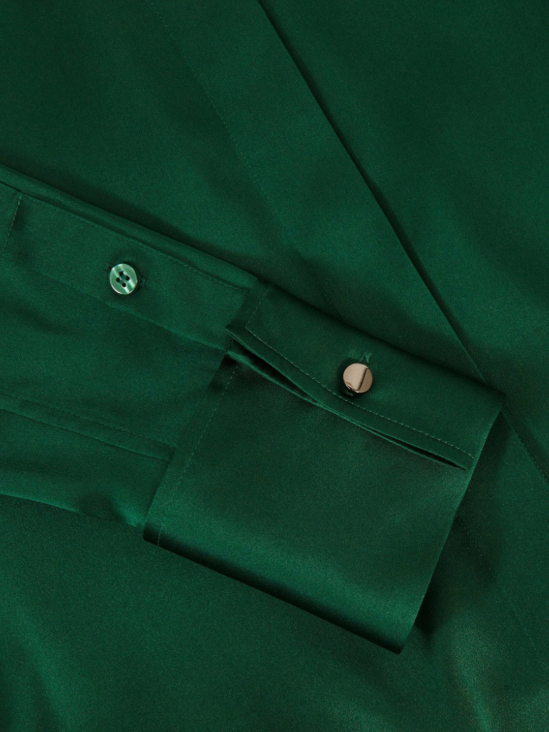 Silk-Satin Concealed-Placket Shirt in Green Women | Reiss