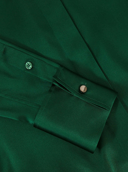 Silk-Satin Concealed-Placket Shirt in Green Women | Reiss