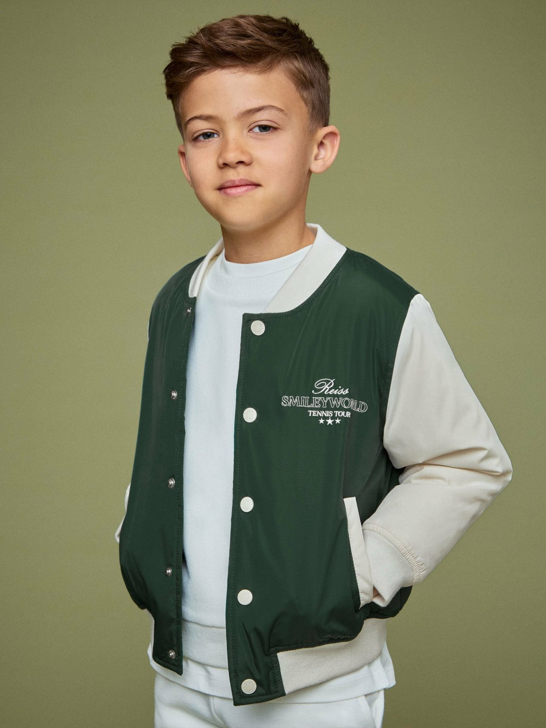 13-14 yrs SmileyWorld Bomber Jacket in Dark Green Children & Baby | Reiss