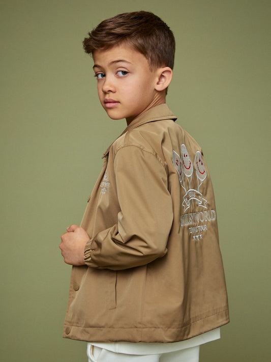 9-13 yrs SmileyWorld Harrington Jacket in Stone Children & Baby | Reiss