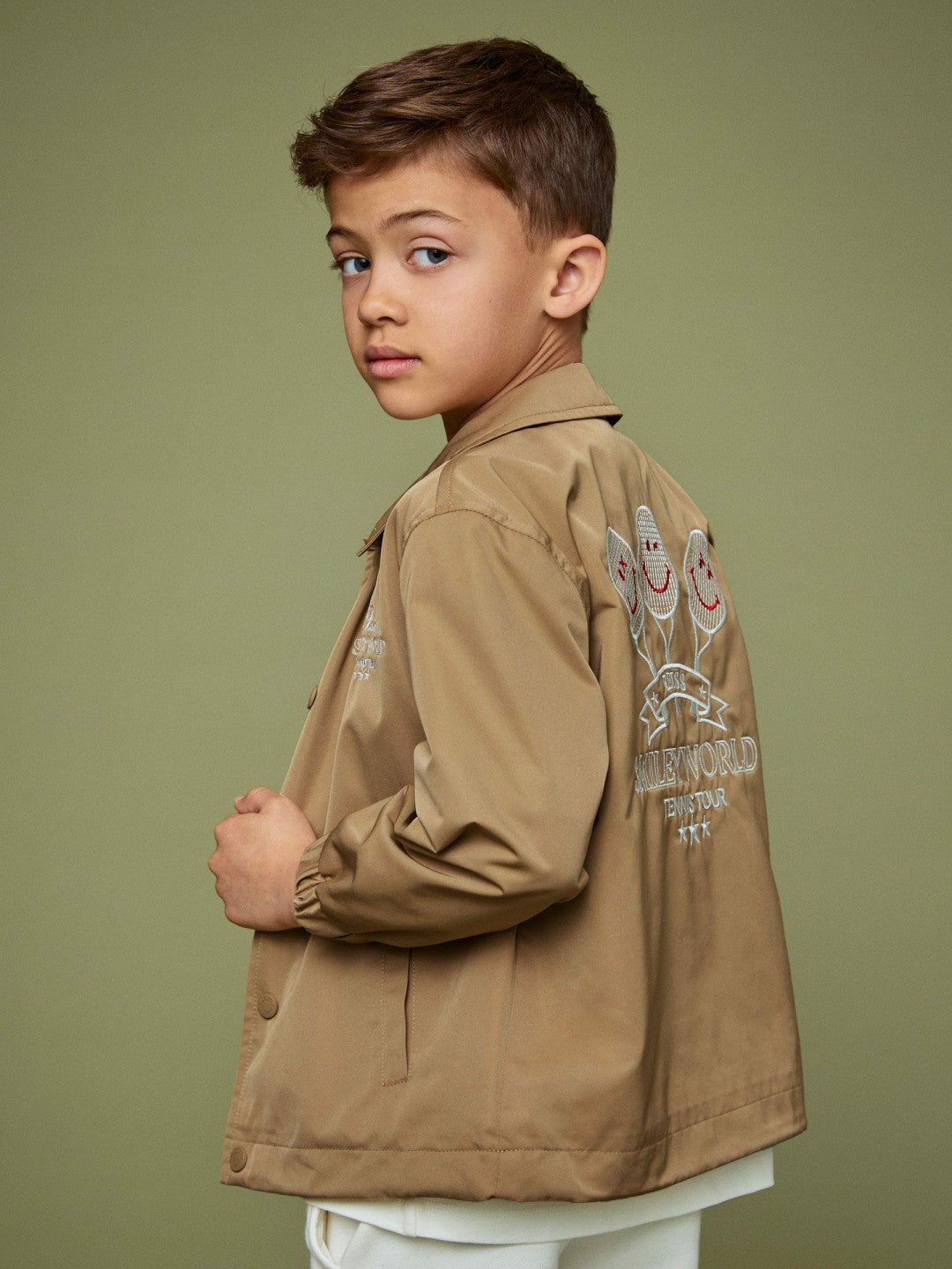 13-14 yrs SmileyWorld Harrington Jacket in Stone Children & Baby | Reiss