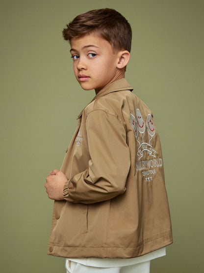 13-14 yrs SmileyWorld Harrington Jacket in Stone Children & Baby | Reiss