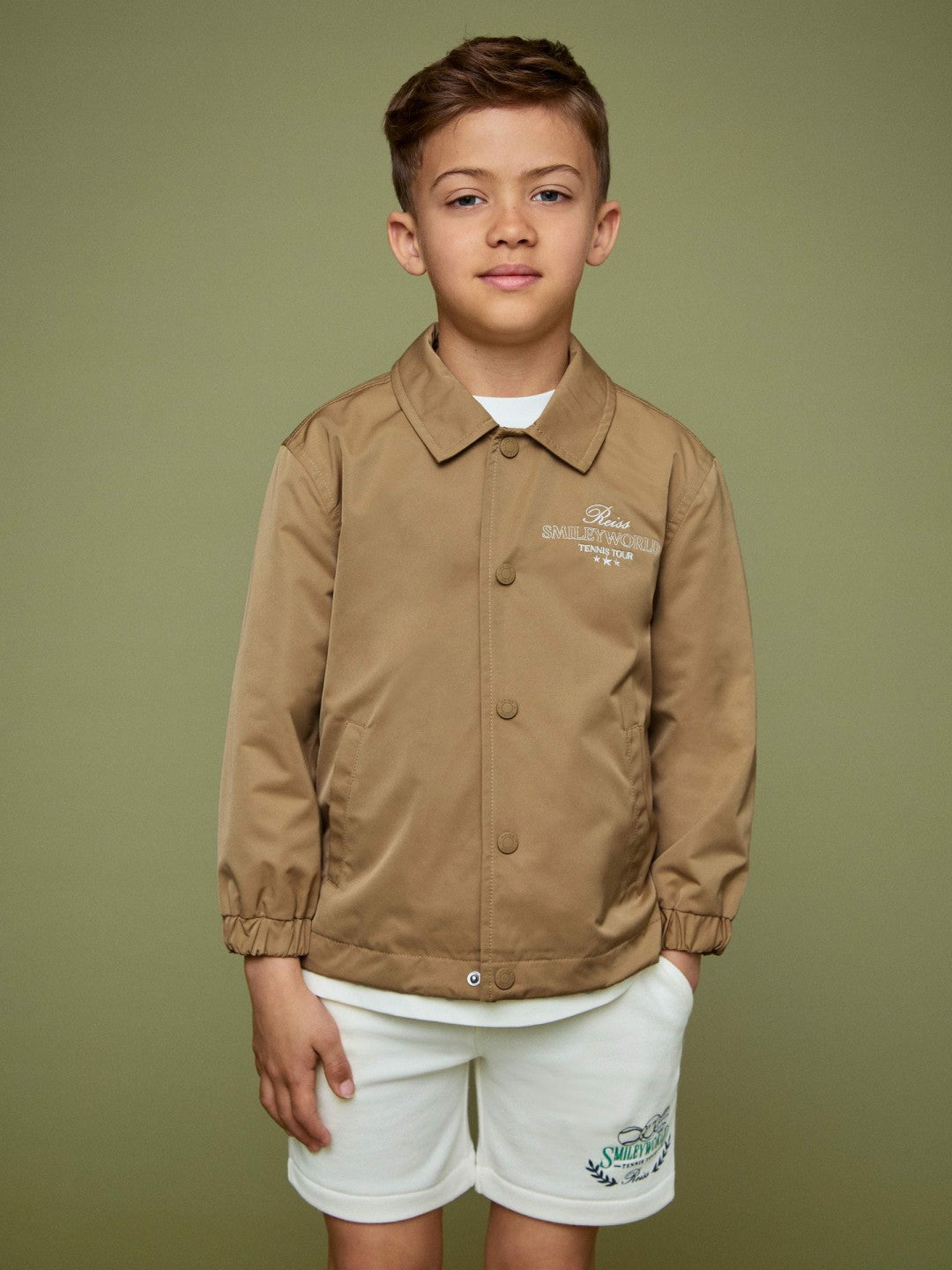 13-14 yrs SmileyWorld Harrington Jacket in Stone Children & Baby | Reiss