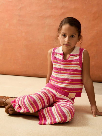 4-9 yrs SmileyWorld Stripe Knit Trousers in Pink Children & Baby | Reiss