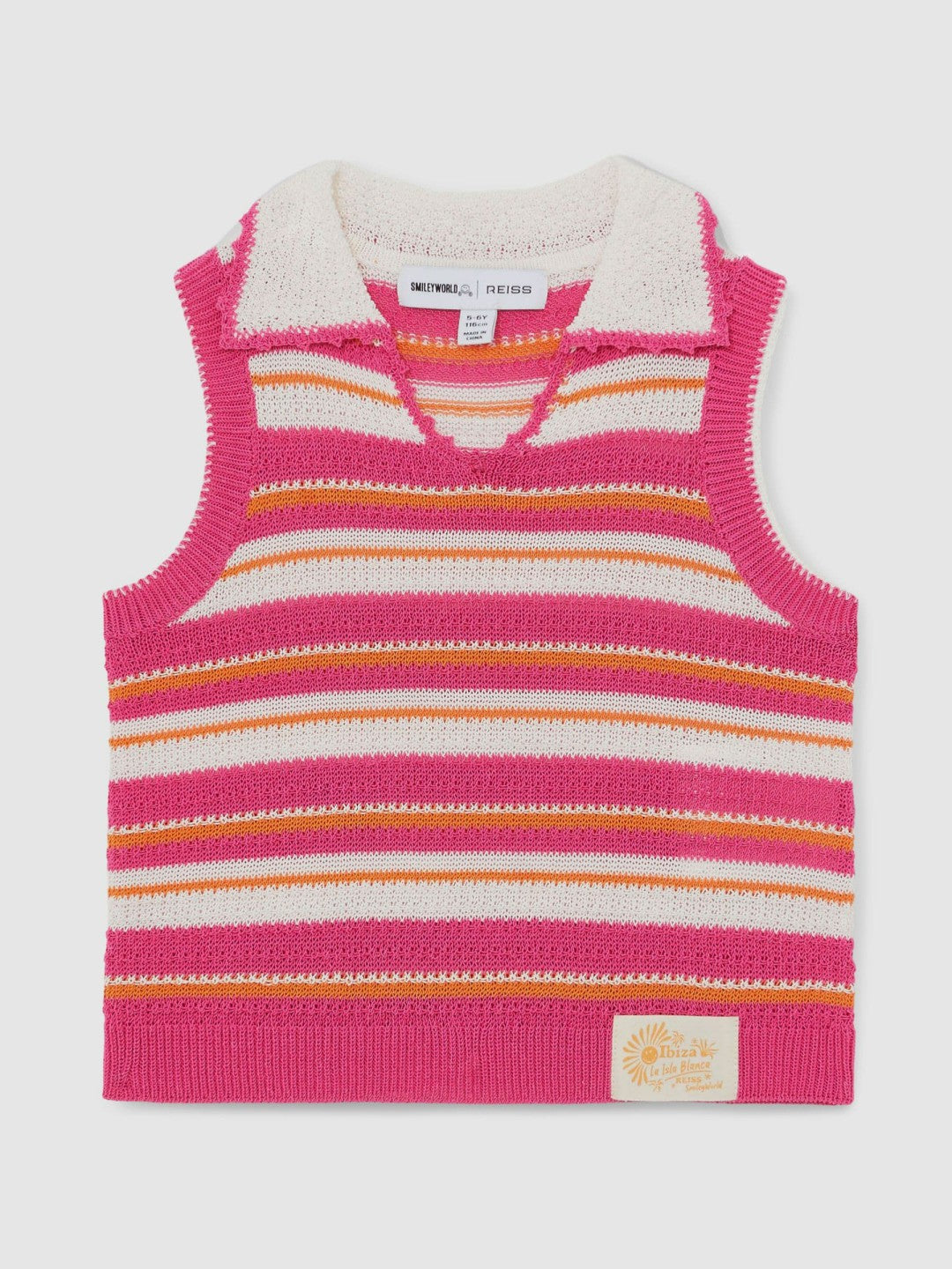 9-13 yrs SmileyWorld Stripe Knit Vest in Pink Children & Baby | Reiss