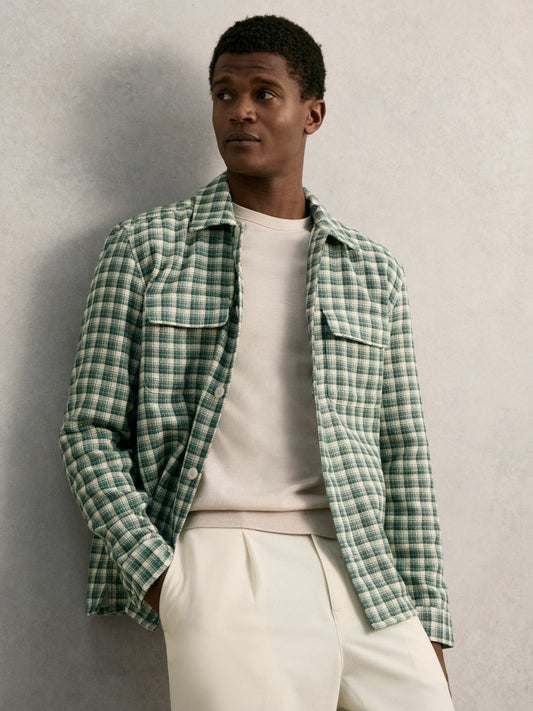 Woven Check Twin Pocket Overshirt in Green Multi Men | Reiss