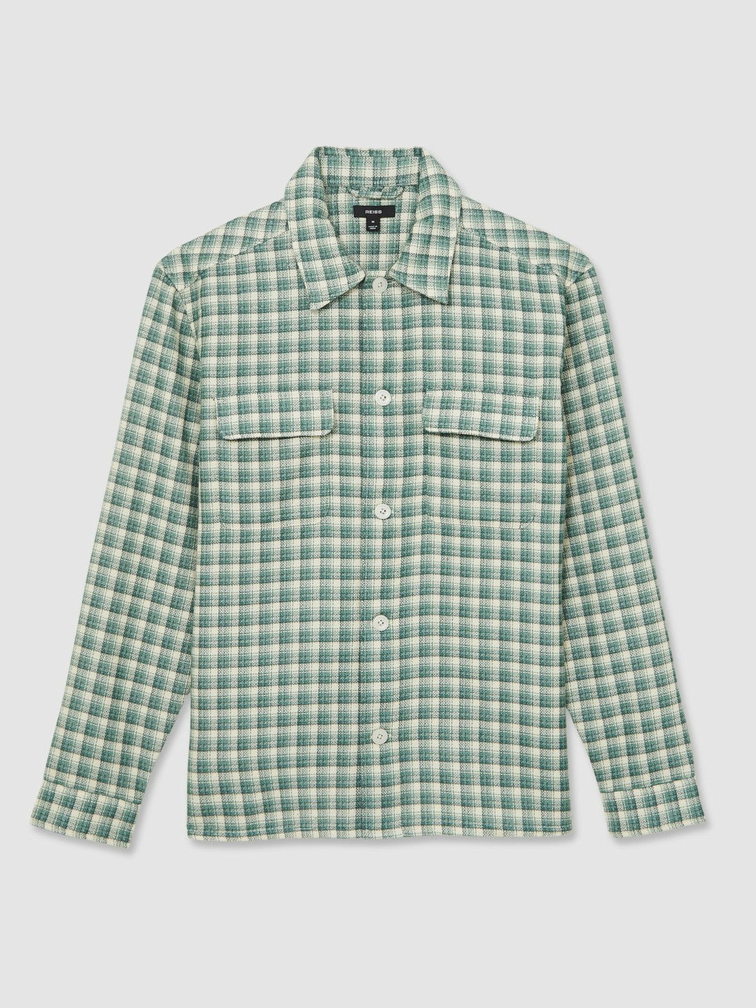 Woven Check Twin Pocket Overshirt in Green Multi Men | Reiss