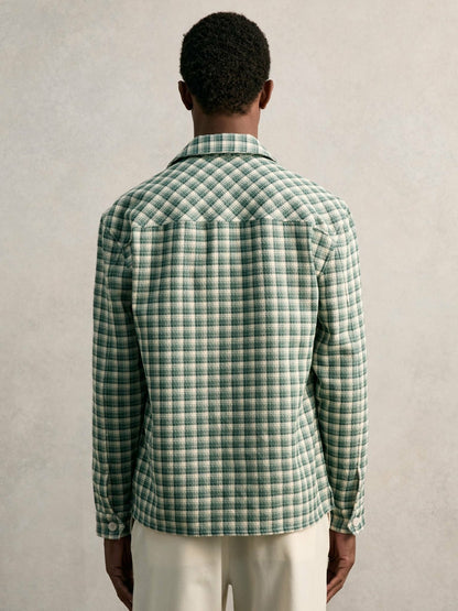 Woven Check Twin Pocket Overshirt in Green Multi Men | Reiss