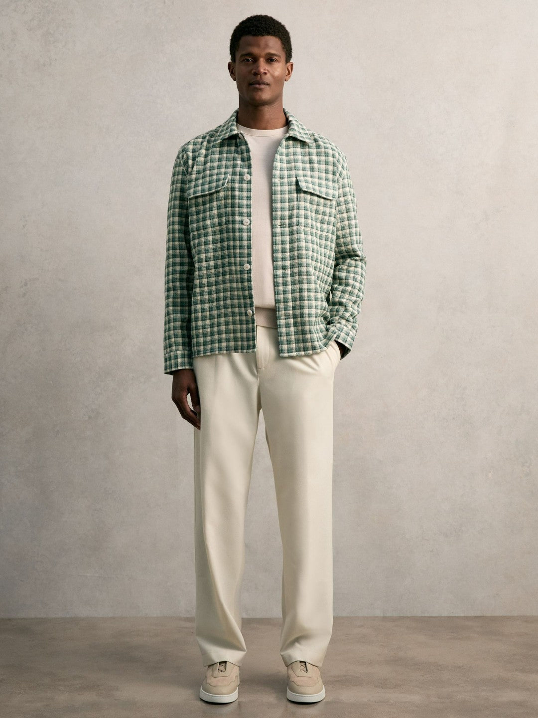 Woven Check Twin Pocket Overshirt in Green Multi Men | Reiss