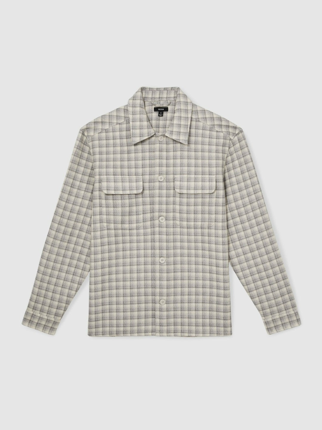 Woven Check Twin Pocket Overshirt in Light Grey Men | Reiss