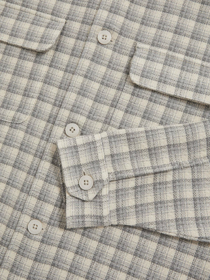 Woven Check Twin Pocket Overshirt in Light Grey Men | Reiss