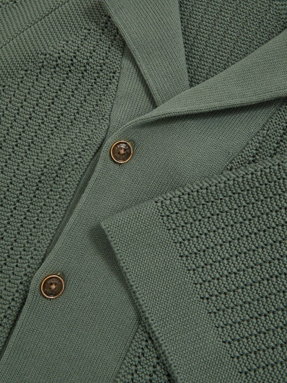 Cotton Textured-Knit Cuban-Collar Shirt in Pine Green Men | Reiss