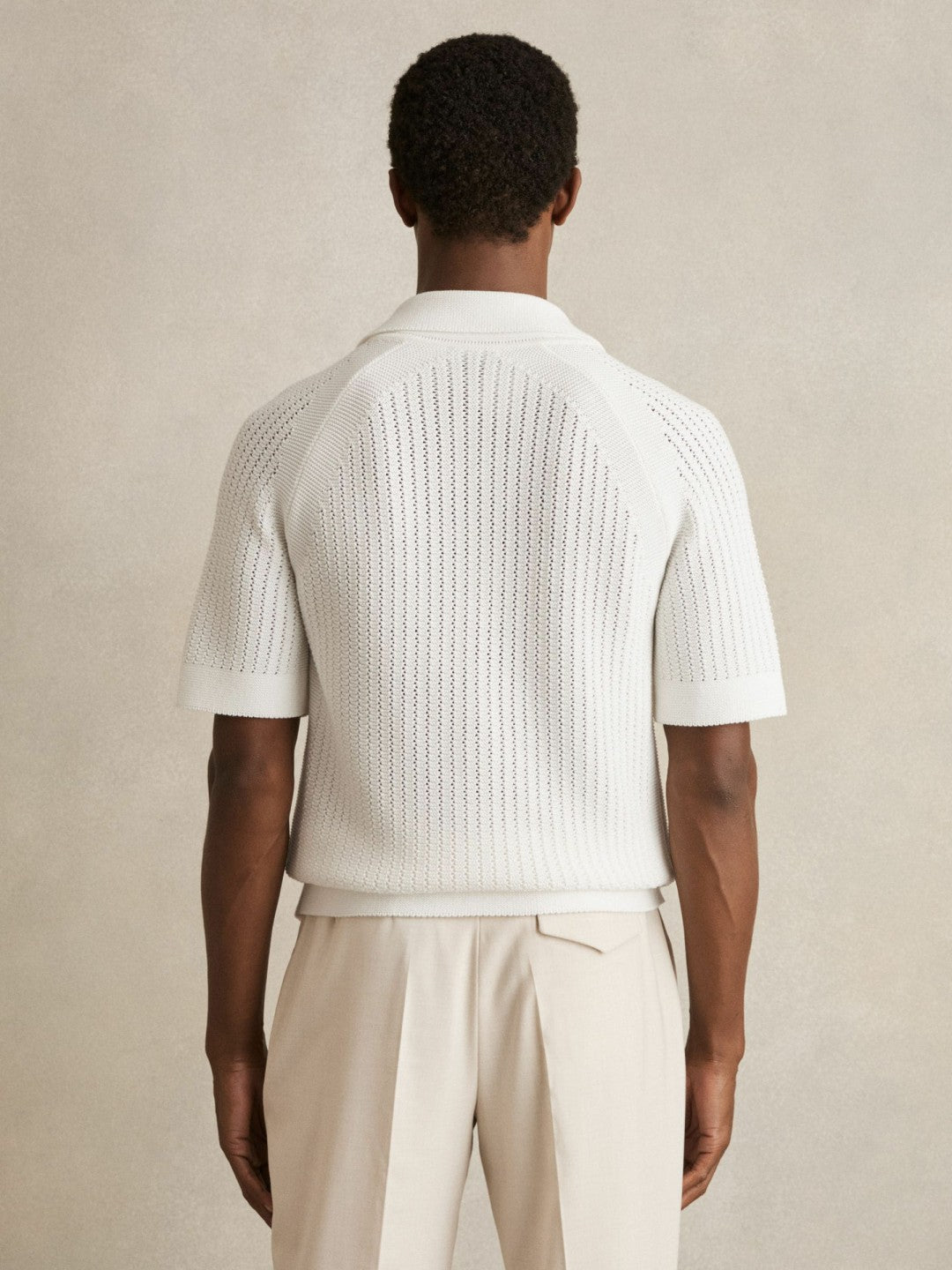 Cotton Textured-Knit Cuban-Collar Shirt in White Men | Reiss