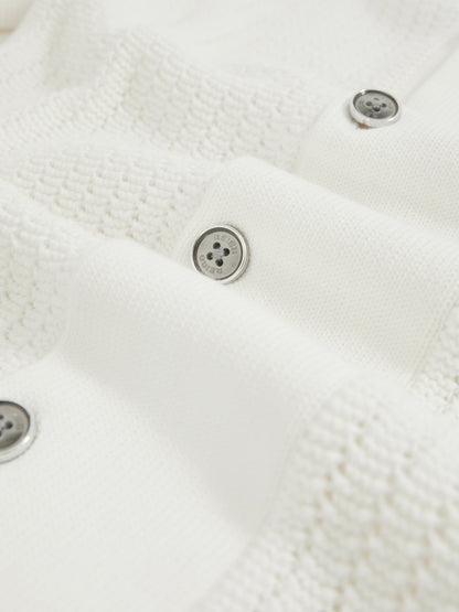 Cotton Textured-Knit Cuban-Collar Shirt in White Men | Reiss