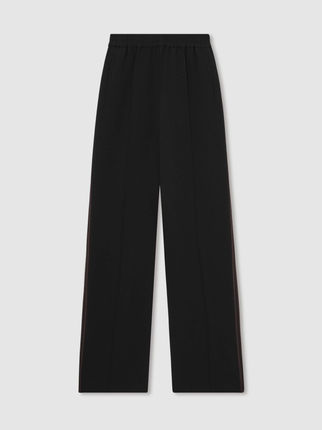 Petite Side-Stripe Wide-Leg Trousers in Black Women | Reiss