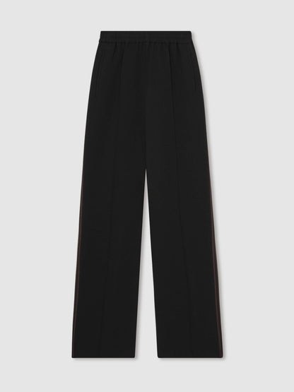 Petite Side-Stripe Wide-Leg Trousers in Black Women | Reiss
