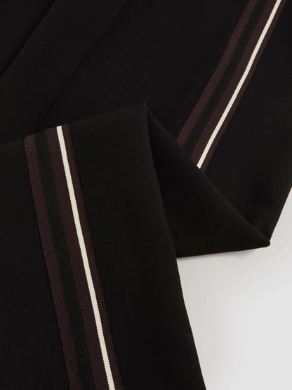 Petite Side-Stripe Wide-Leg Trousers in Black Women | Reiss
