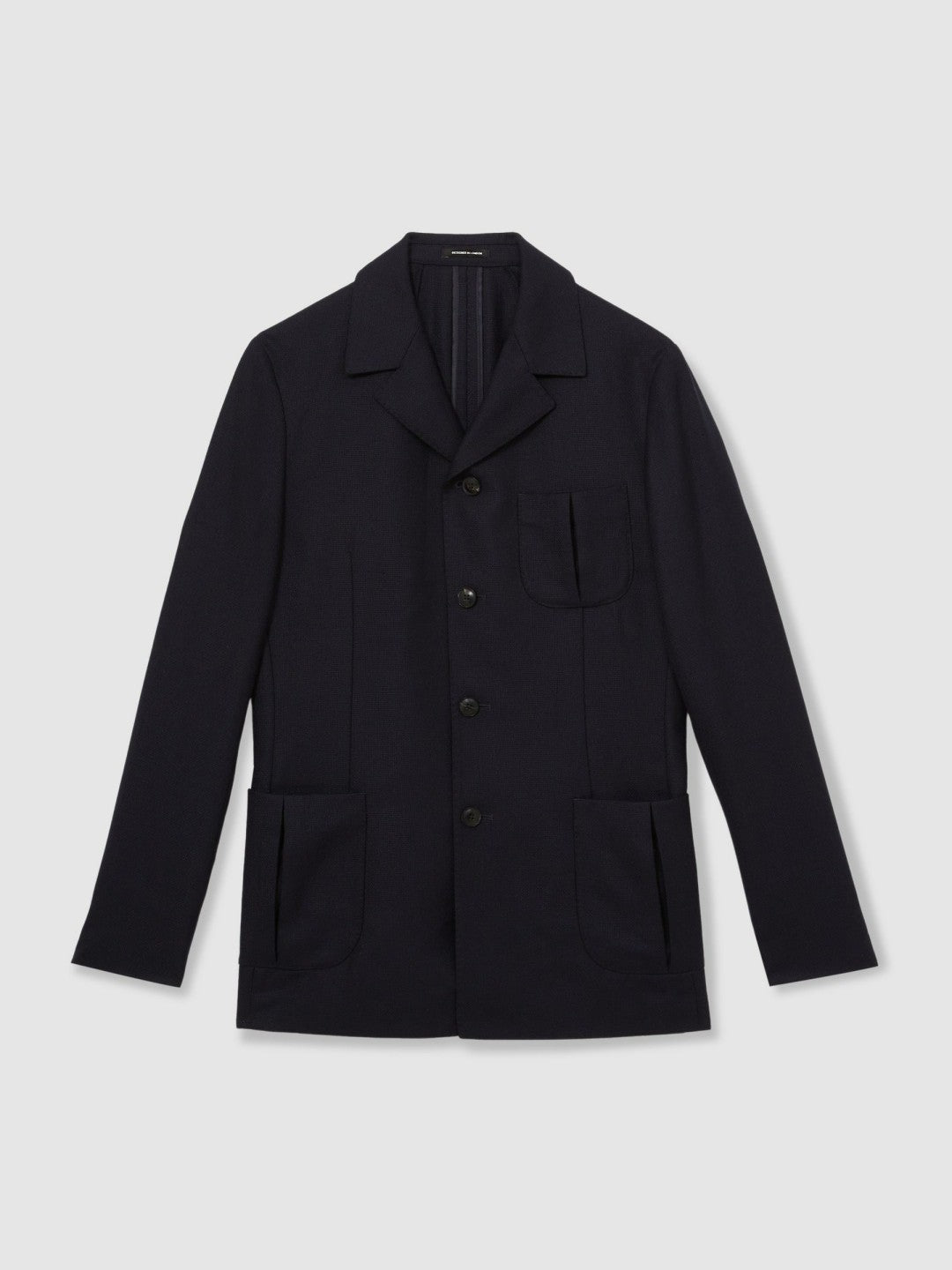 Wool-Blend Single-Breasted Blazer Slim-Fit in Navy Men | Reiss