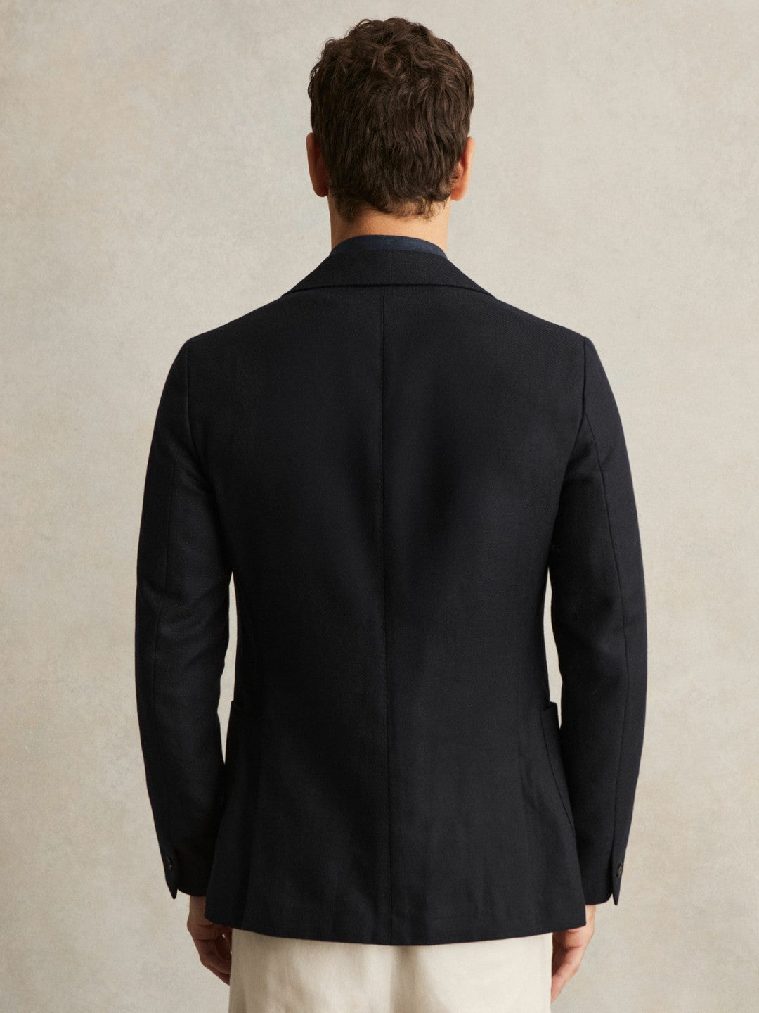 Wool-Blend Single-Breasted Blazer Slim-Fit in Navy Men | Reiss