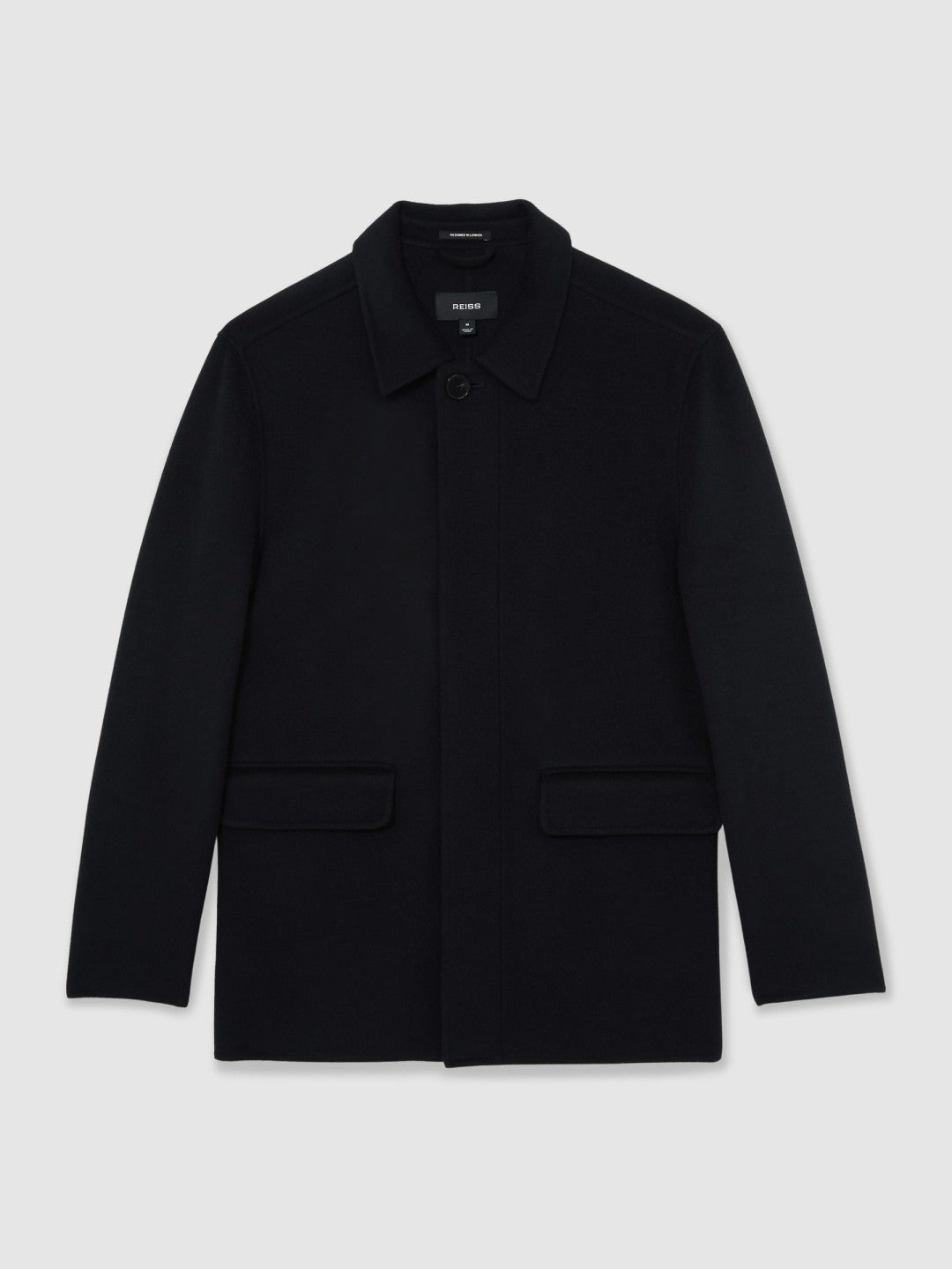 Wool Blend Double Face Button Jacket in Navy Men | Reiss