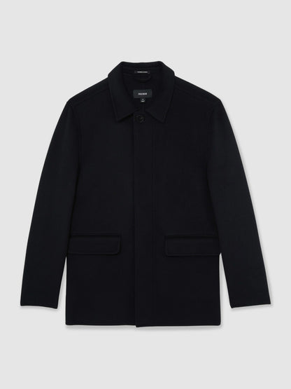 Wool Blend Double Face Button Jacket in Navy Men | Reiss