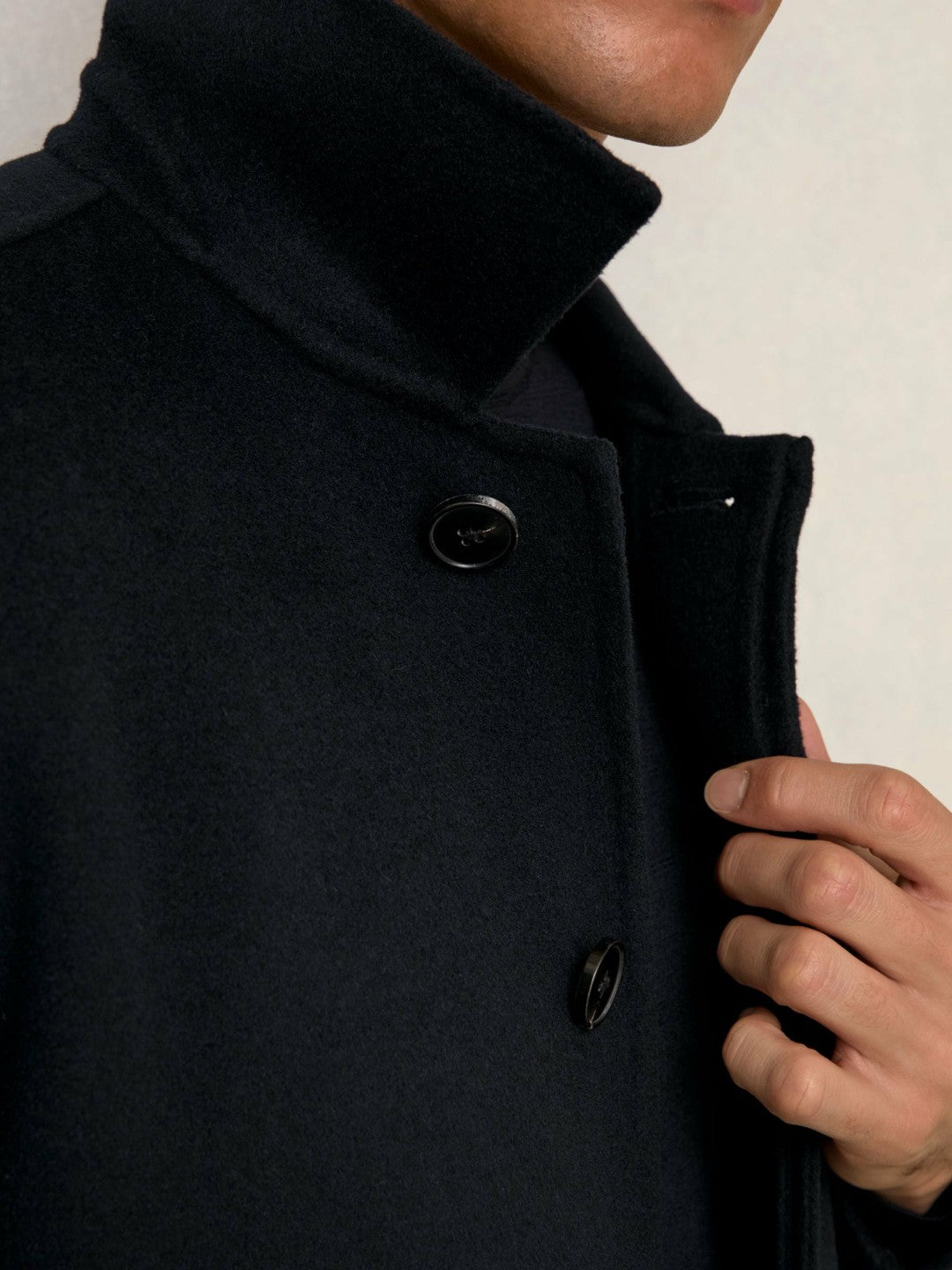 Wool Blend Double Face Button Jacket in Navy Men | Reiss