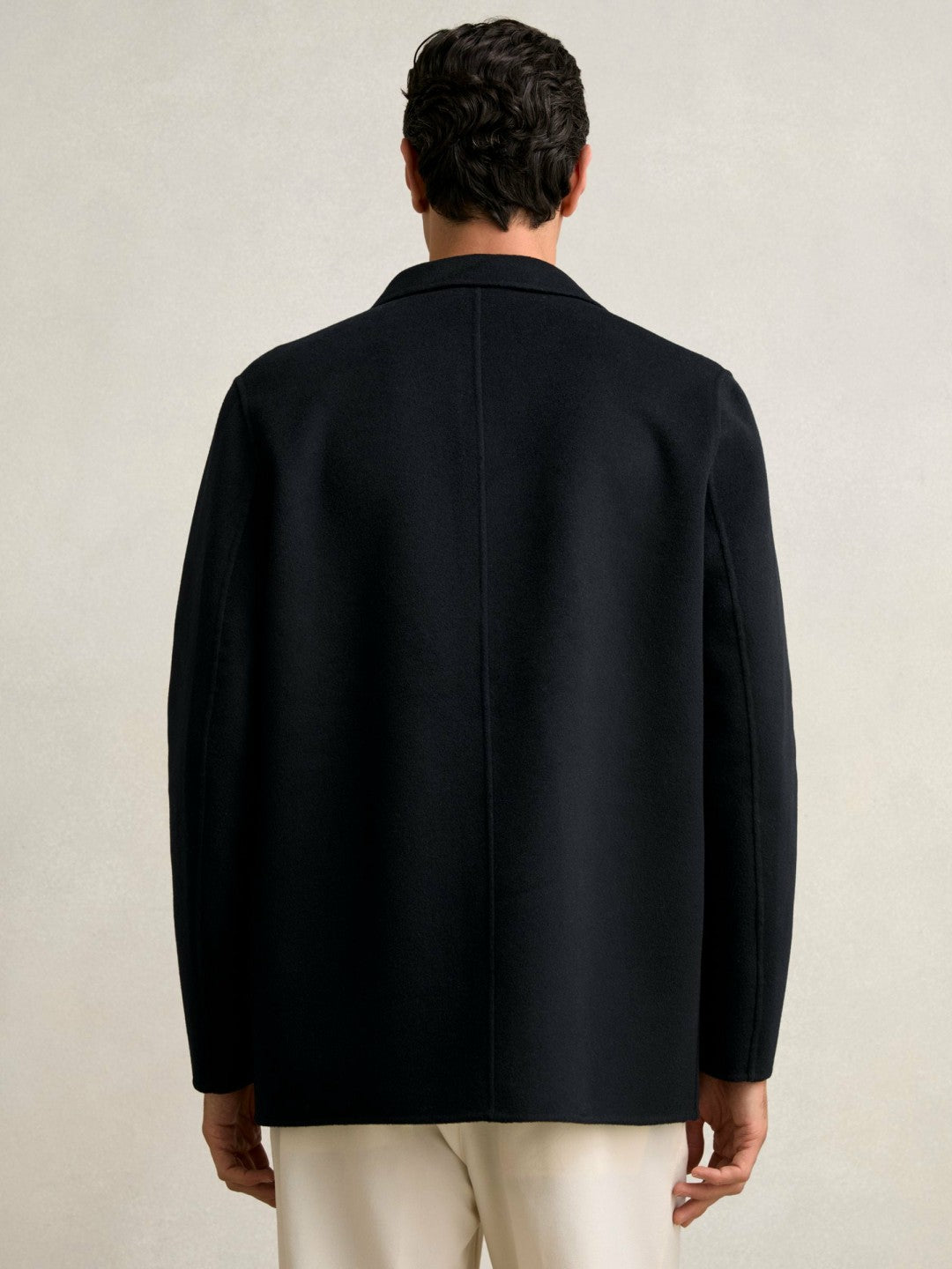 Wool Blend Double Face Button Jacket in Navy Men | Reiss