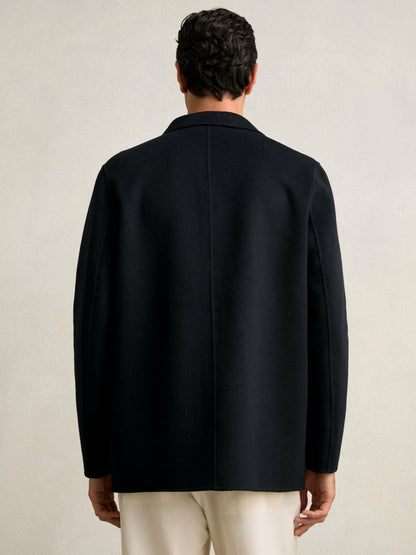 Wool Blend Double Face Button Jacket in Navy Men | Reiss